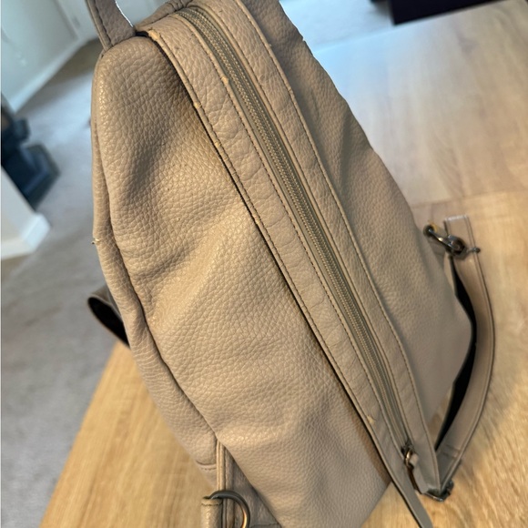 Compact Neutral Leather Mini Backpack - Picture 5 of 7